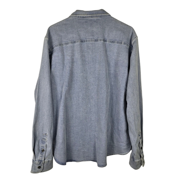 NWT Frye Men's Light Wash Denim Shirt Long Sleeve Metal Buttons Size L Casual - Picture 4 of 14